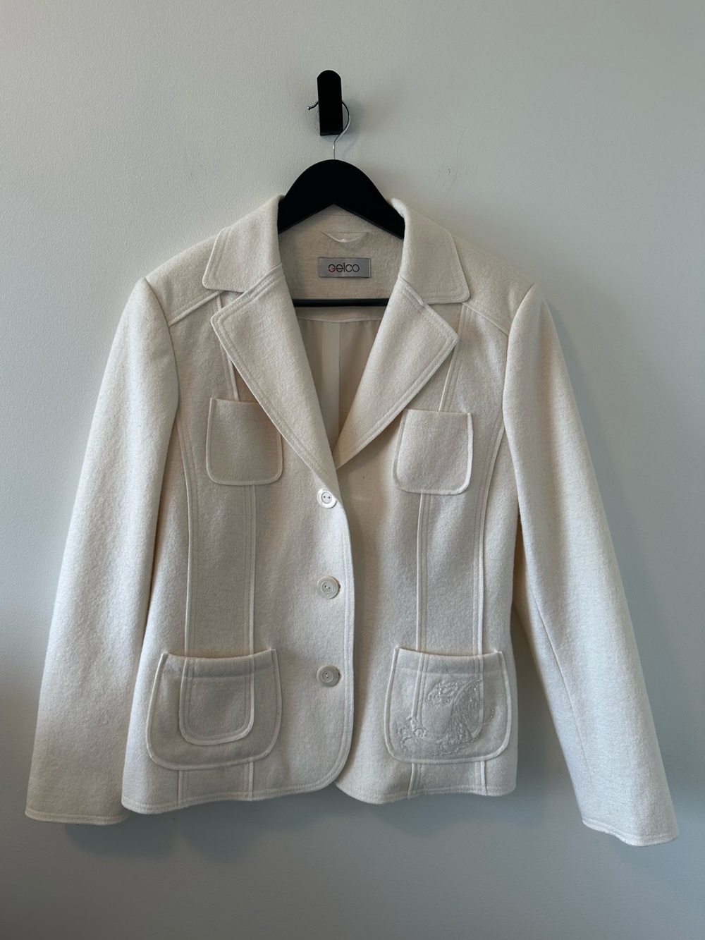 Gelco Women's White Wool Blend Button Front Jacket Size L